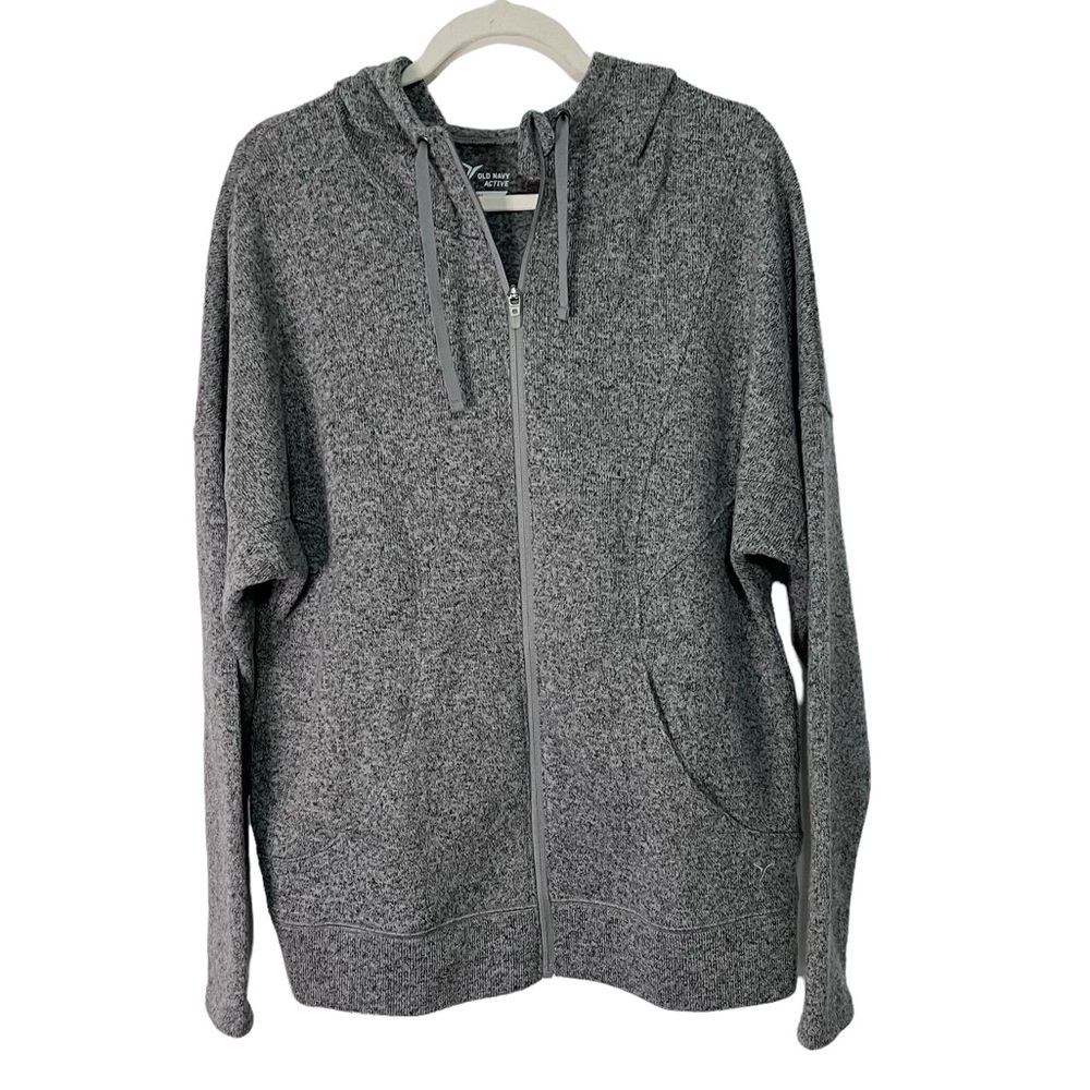 Old Navy Active Gray Fleece Hooded Zip Jacket